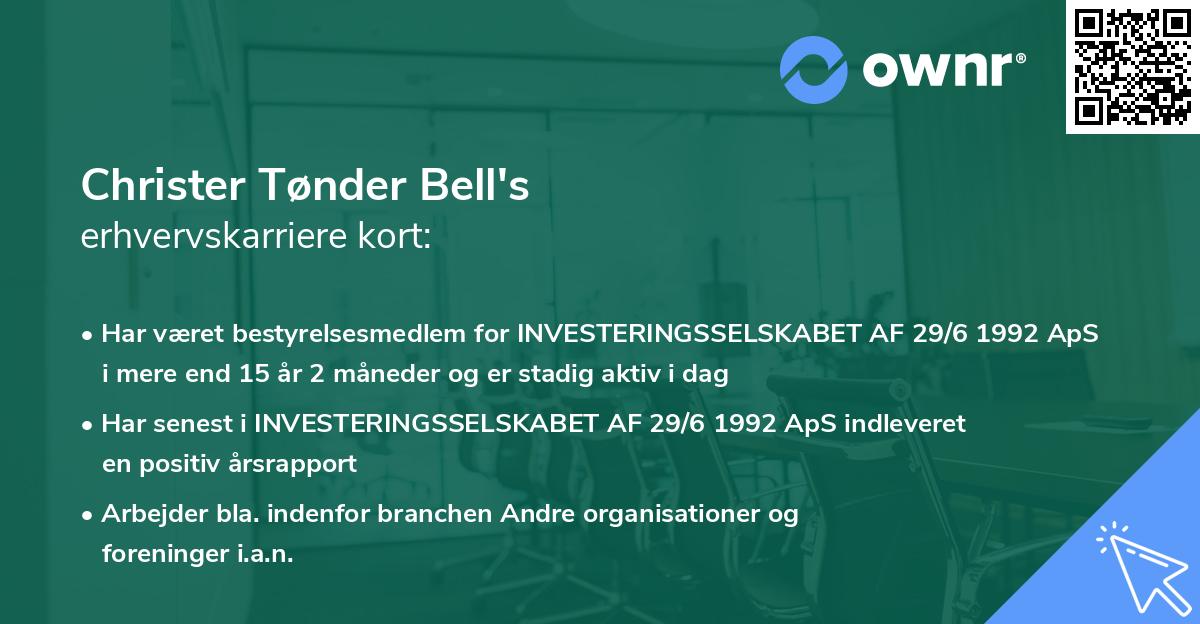 Christer Tønder Bell's erhvervskarriere kort