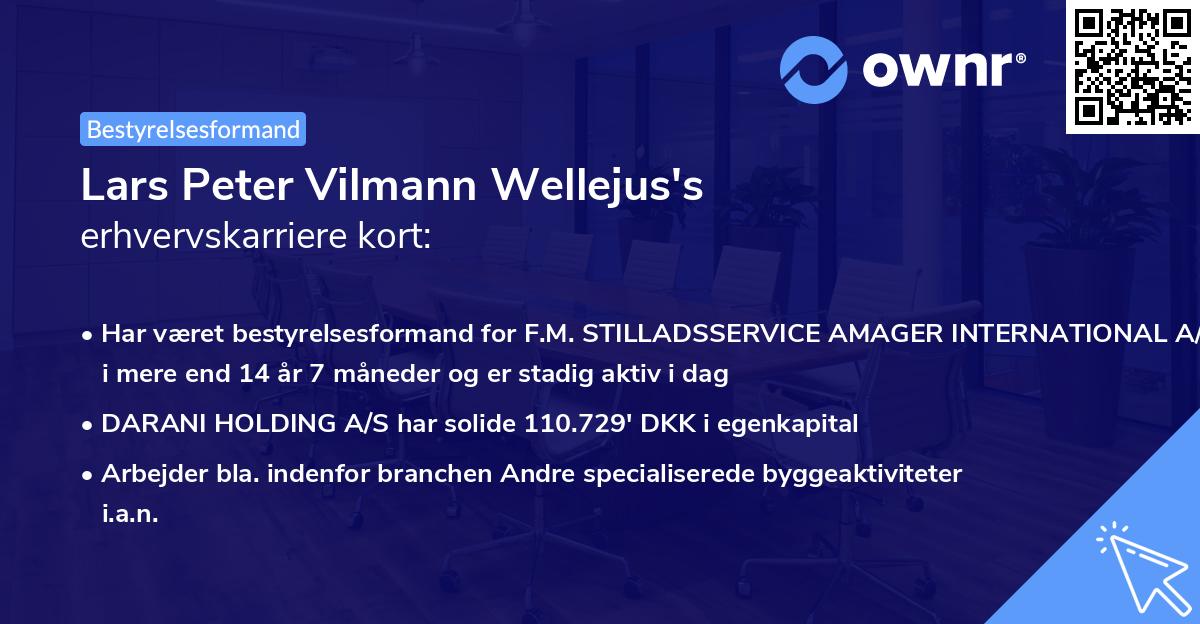 Lars Peter Vilmann Wellejus's erhvervskarriere kort