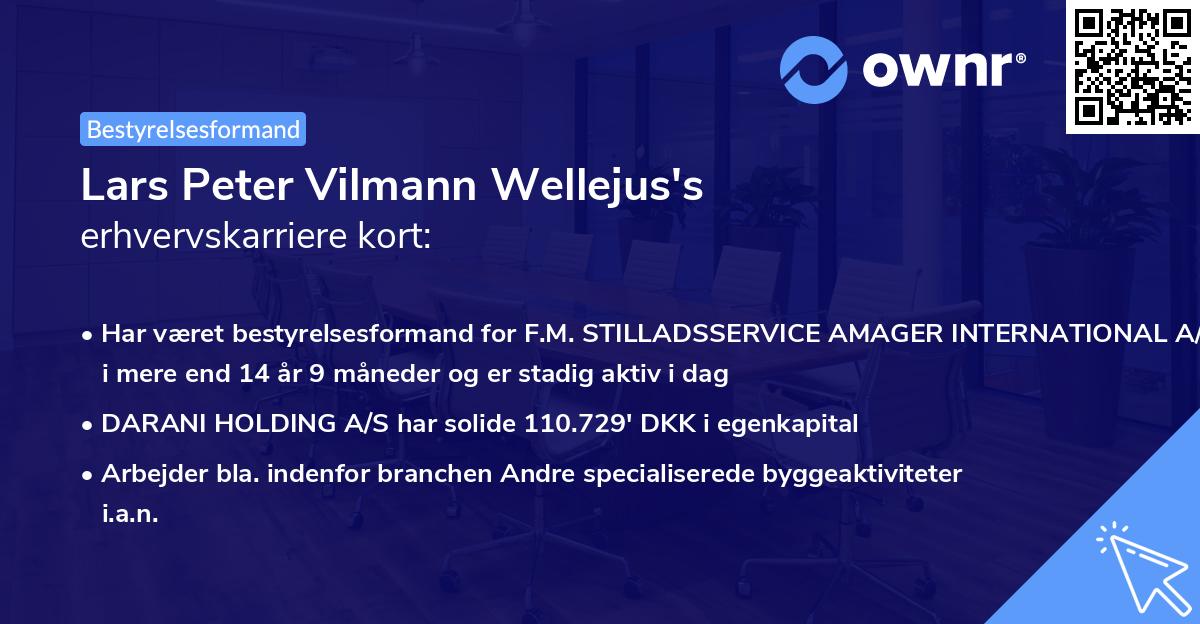 Lars Peter Vilmann Wellejus's erhvervskarriere kort