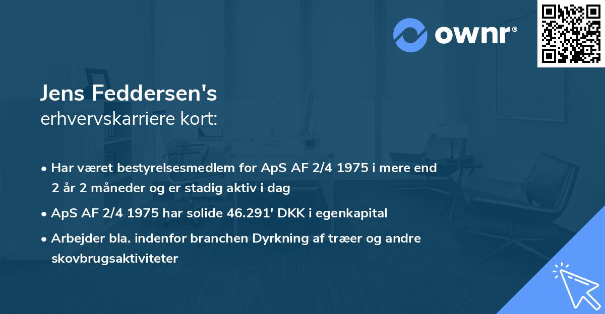 Jens Feddersen's erhvervskarriere kort