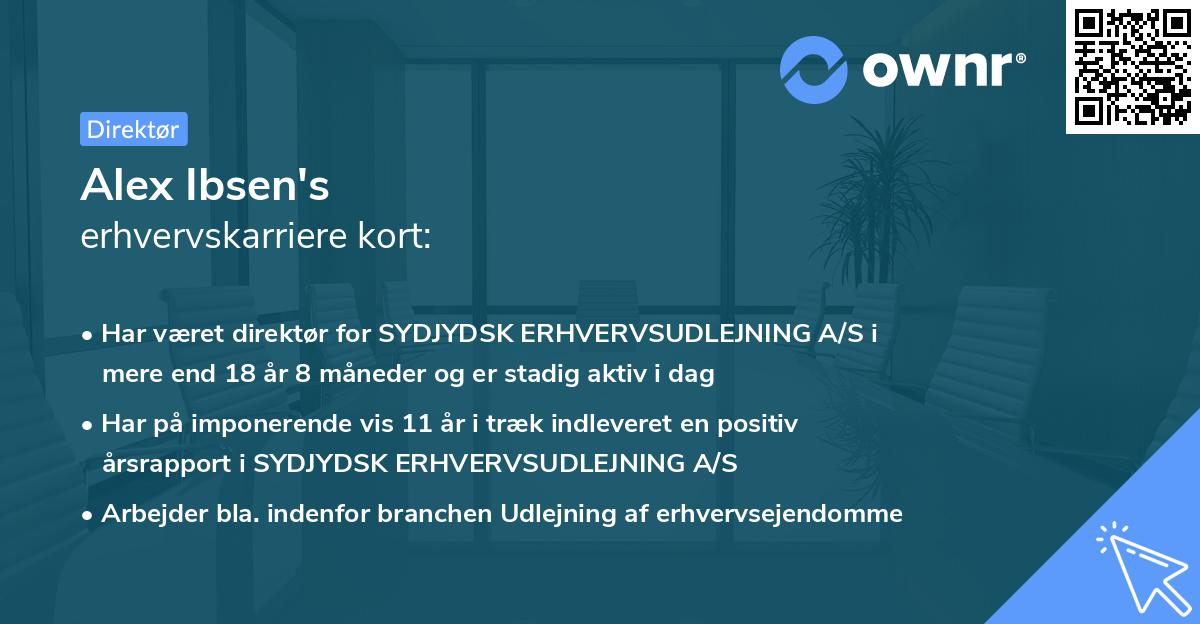 Alex Ibsen's erhvervskarriere kort