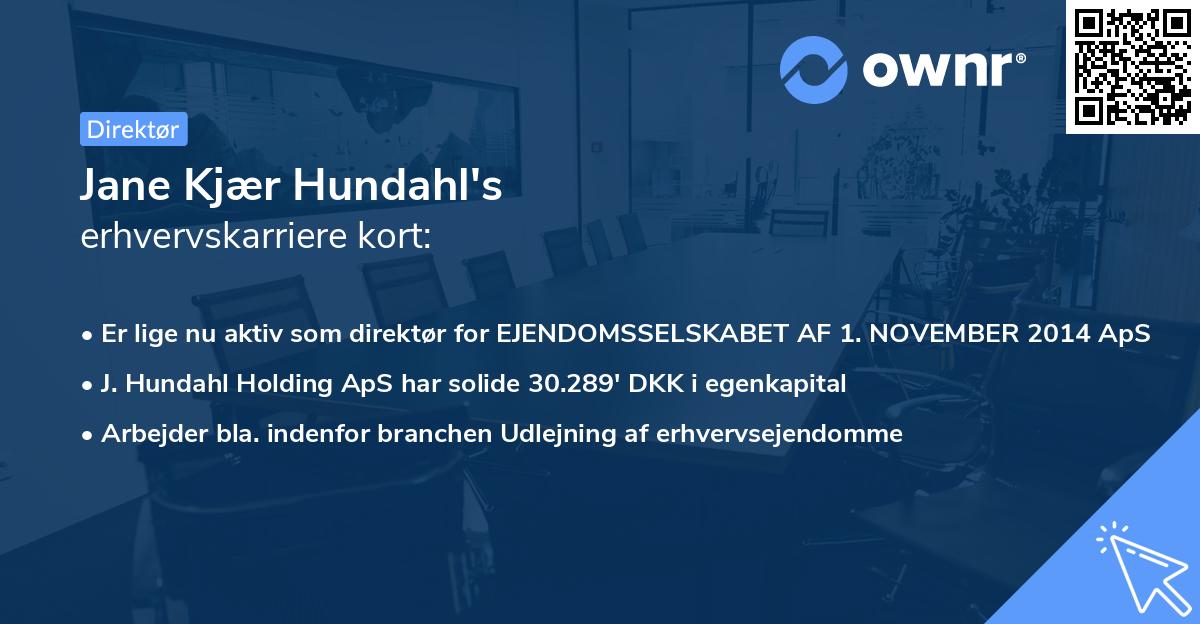 Jane Kjær Hundahl's erhvervskarriere kort