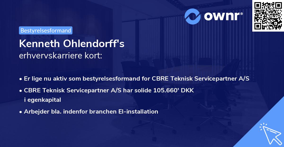 Kenneth Ohlendorff's erhvervskarriere kort