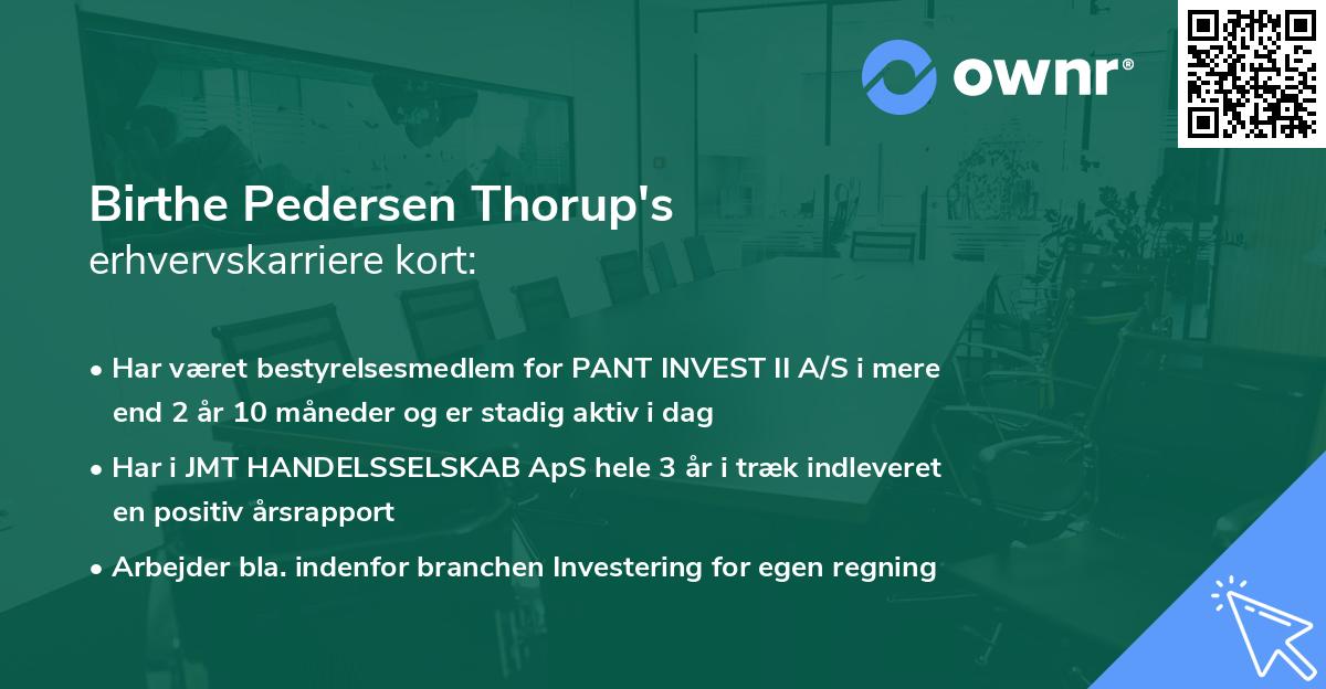 Birthe Pedersen Thorup's erhvervskarriere kort