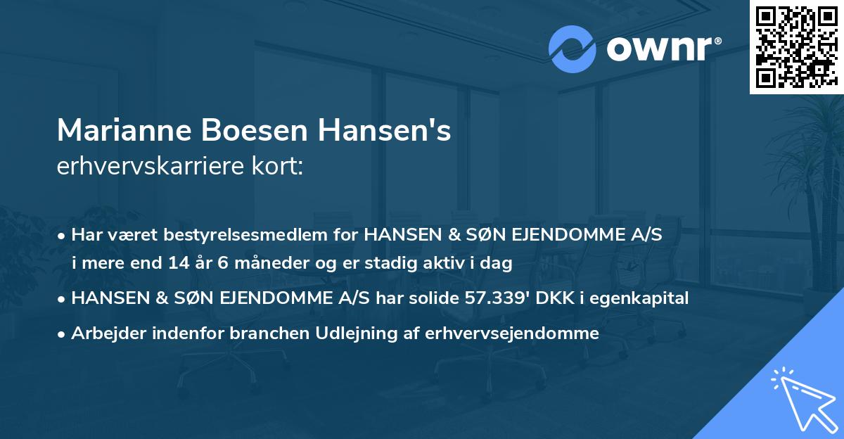 Marianne Boesen Hansen's erhvervskarriere kort