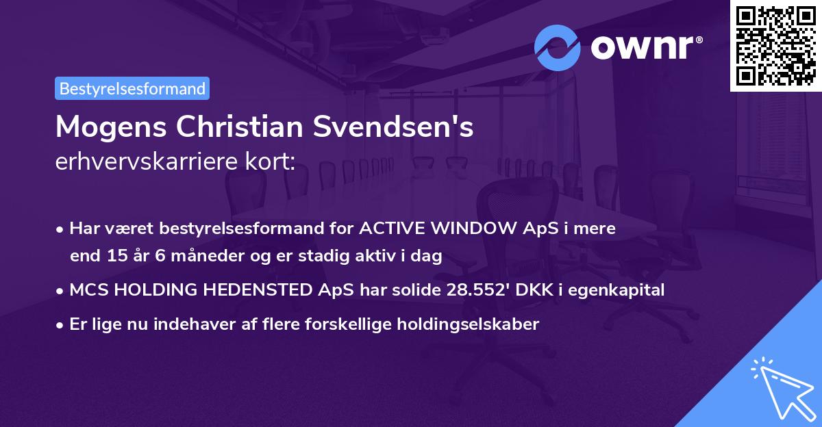 Mogens Christian Svendsen's erhvervskarriere kort