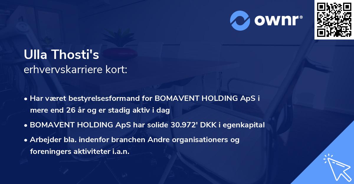 Ulla Thosti's erhvervskarriere kort