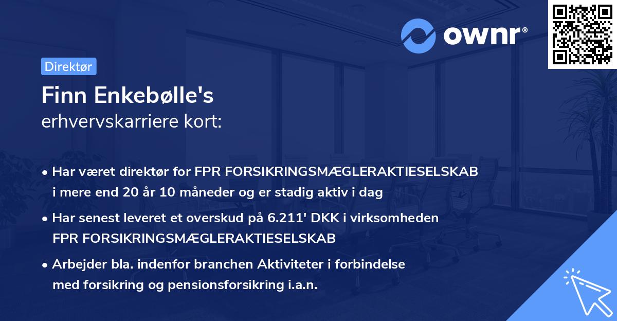 Finn Enkebølle's erhvervskarriere kort