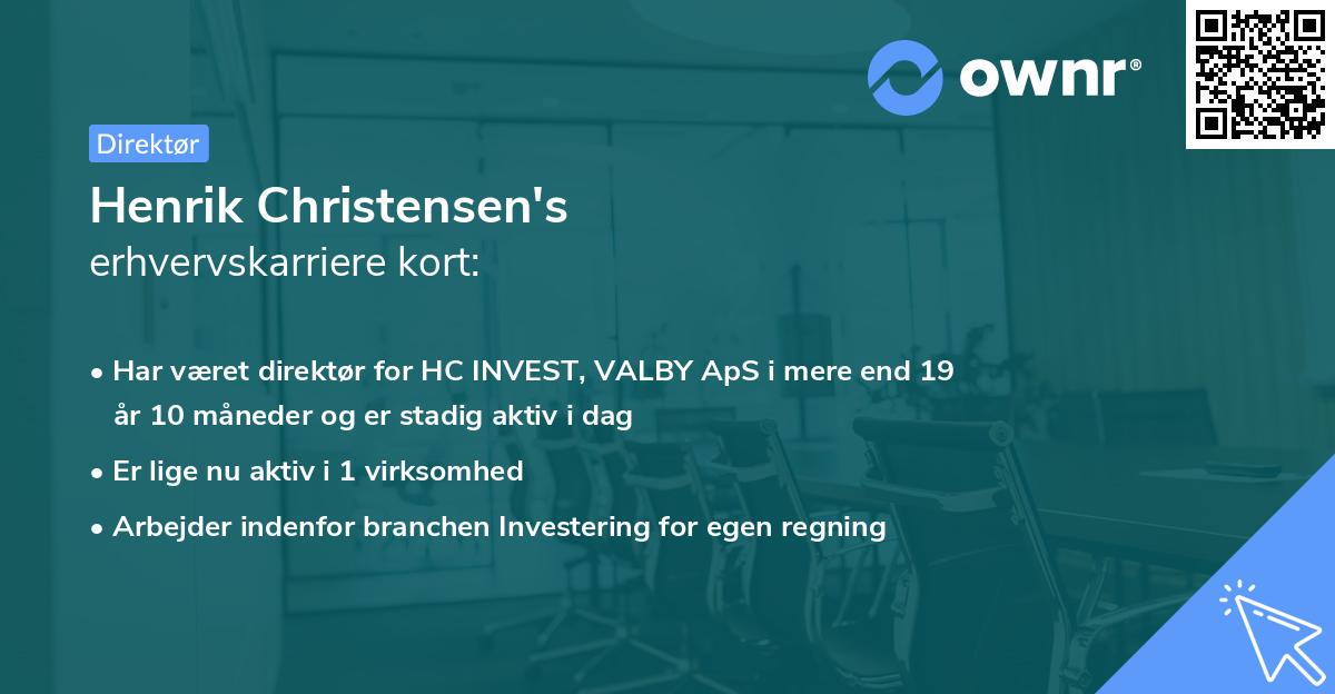 Henrik Christensen's erhvervskarriere kort