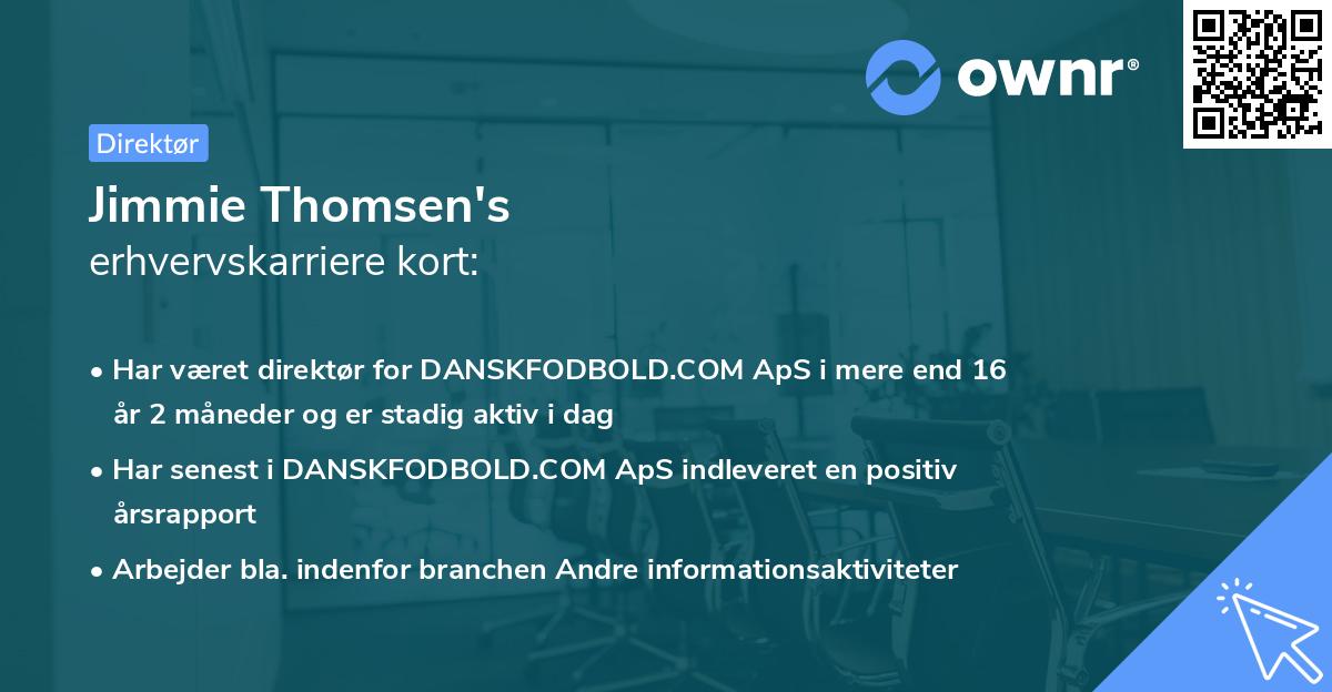 Jimmie Thomsen's erhvervskarriere kort