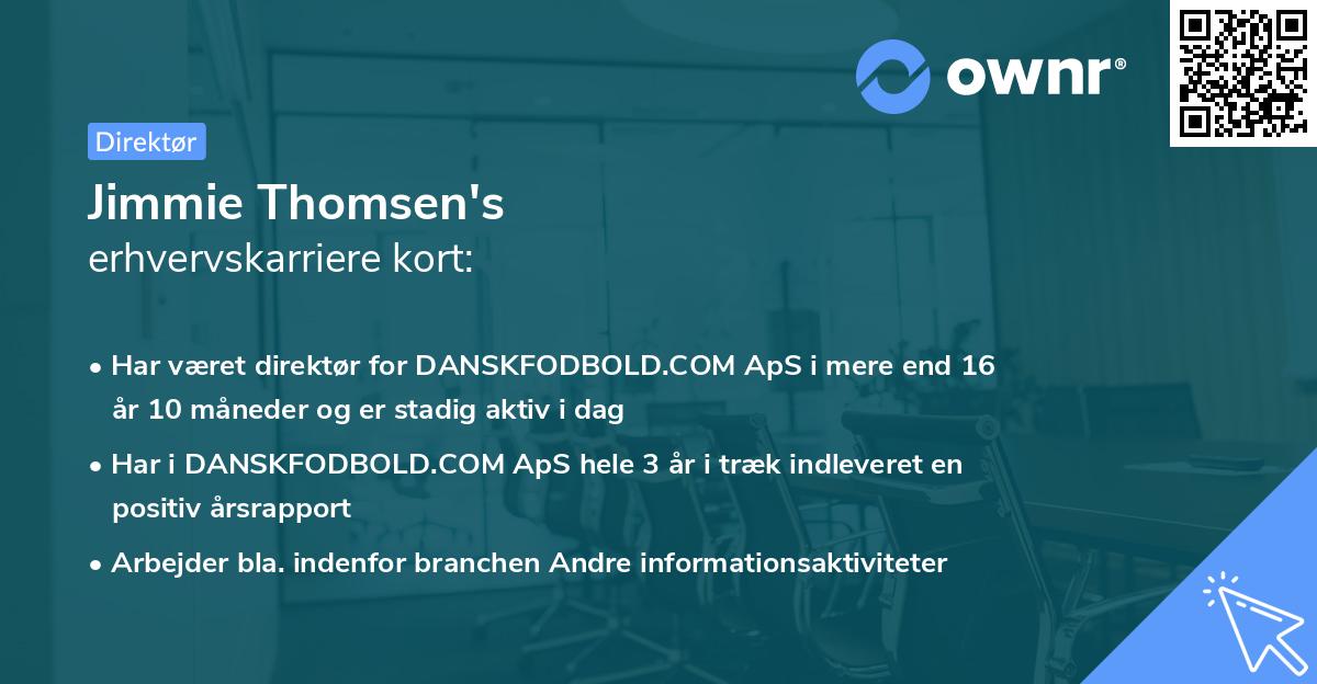Jimmie Thomsen's erhvervskarriere kort