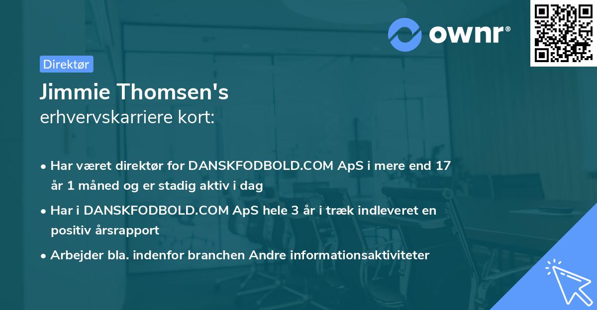 Jimmie Thomsen's erhvervskarriere kort
