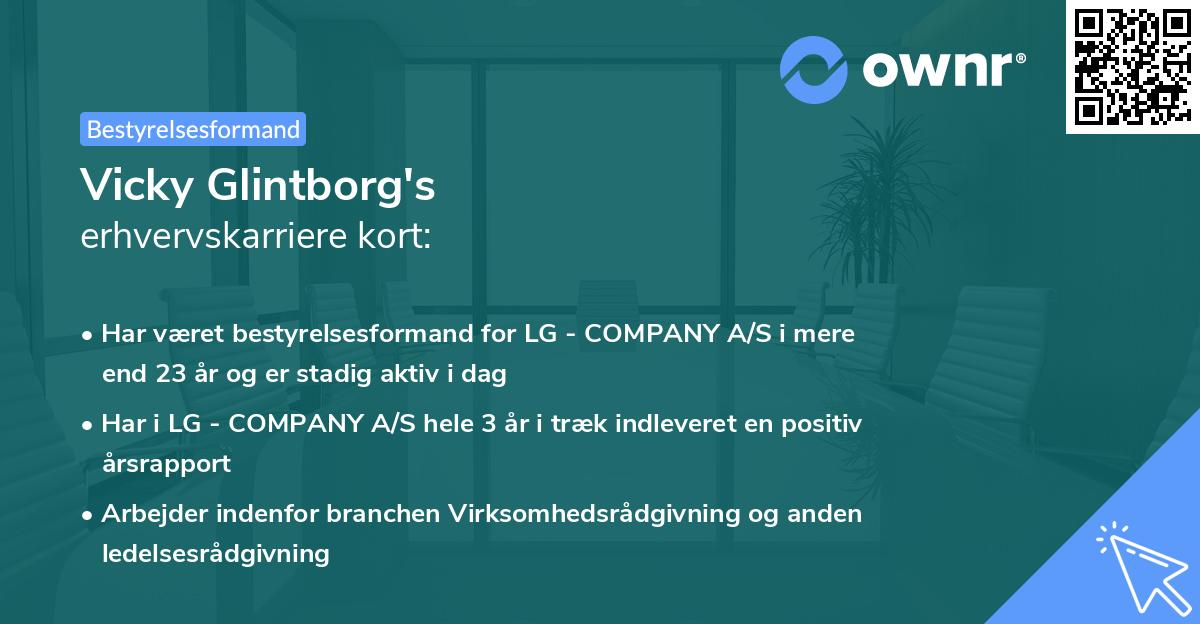 Vicky Glintborg's erhvervskarriere kort