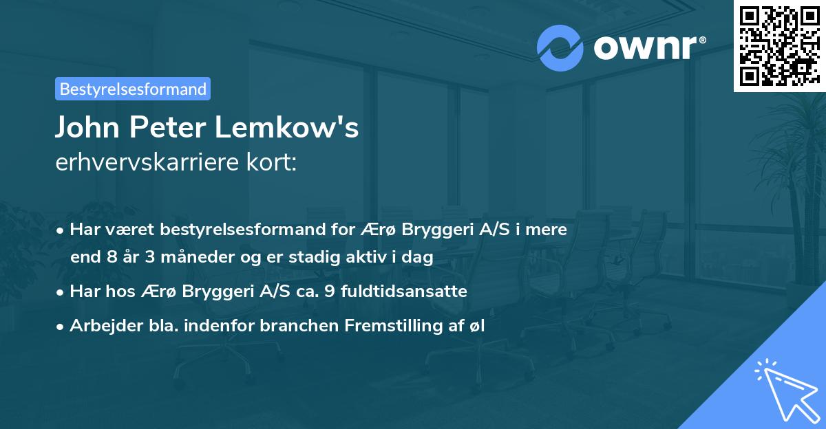 John Peter Lemkow's erhvervskarriere kort