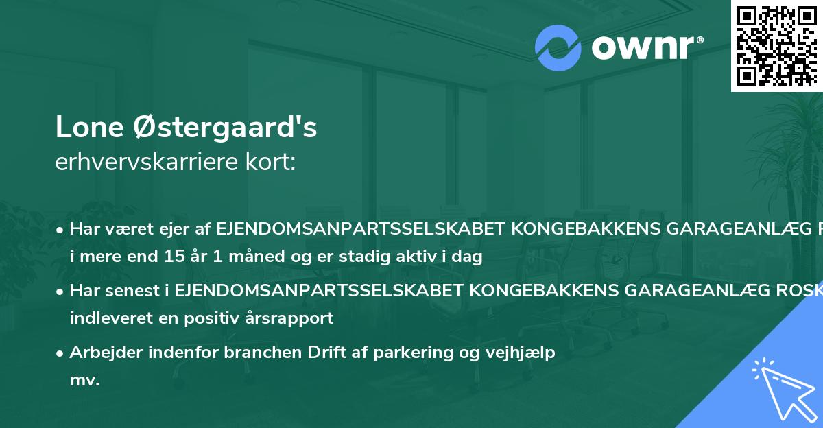 Lone Østergaard's erhvervskarriere kort