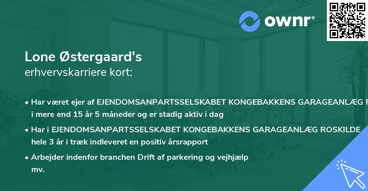 Lone Østergaard's erhvervskarriere kort