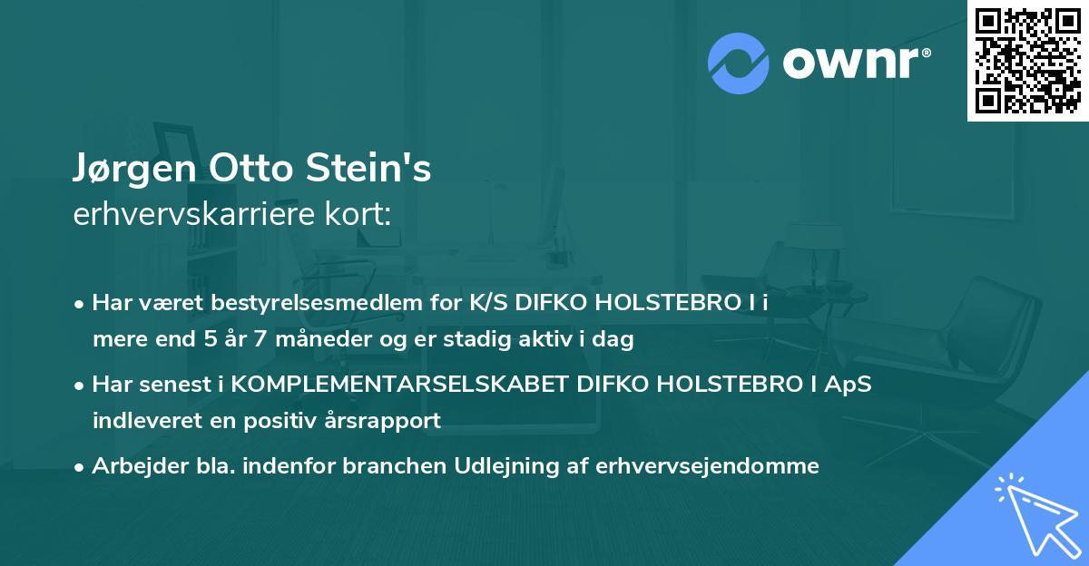 Jørgen Otto Stein's erhvervskarriere kort