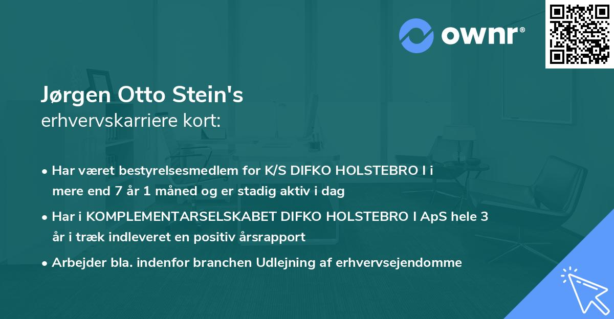 Jørgen Otto Stein's erhvervskarriere kort