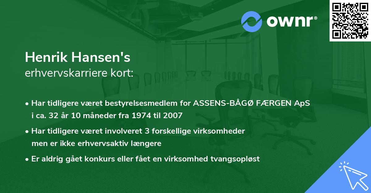 Henrik Hansen's erhvervskarriere kort