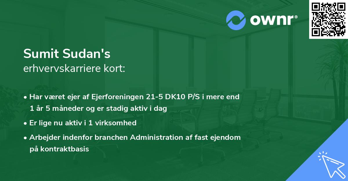 Sumit Sudan's erhvervskarriere kort