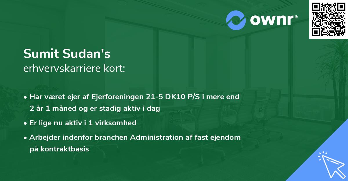 Sumit Sudan's erhvervskarriere kort