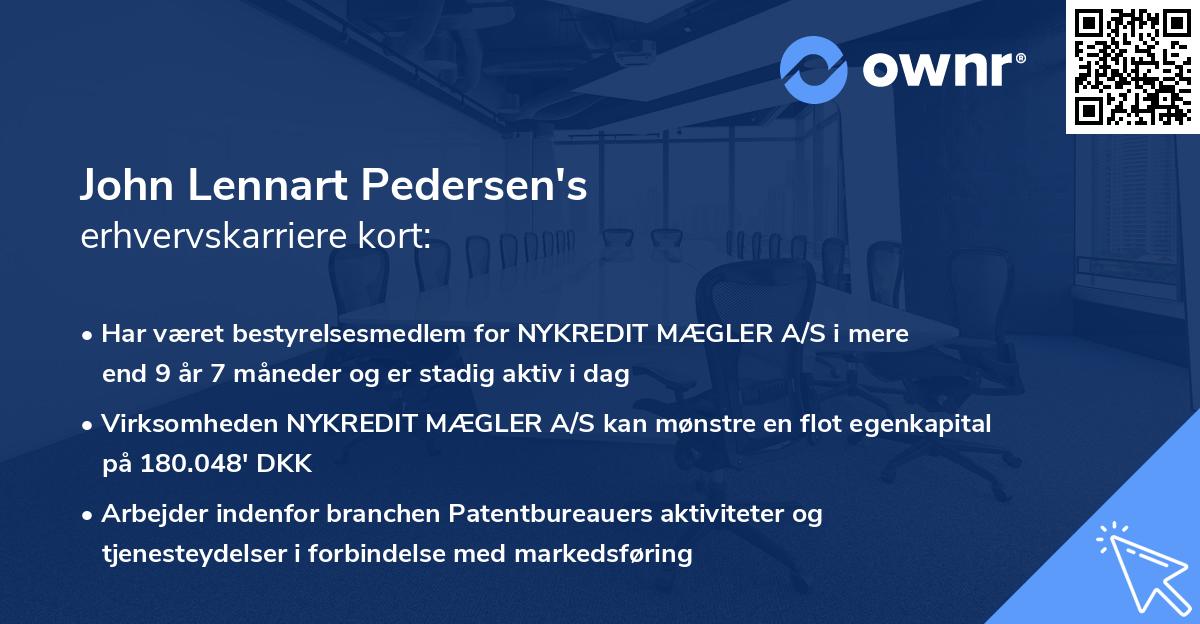 John Lennart Pedersen's erhvervskarriere kort