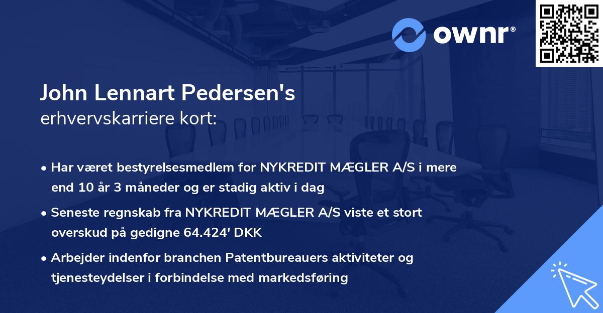 John Lennart Pedersen's erhvervskarriere kort