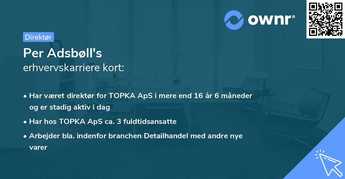 Per Adsbøll's erhvervskarriere kort