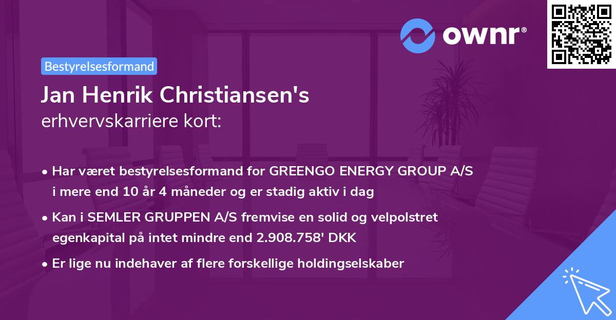 Jan Henrik Christiansen's erhvervskarriere kort