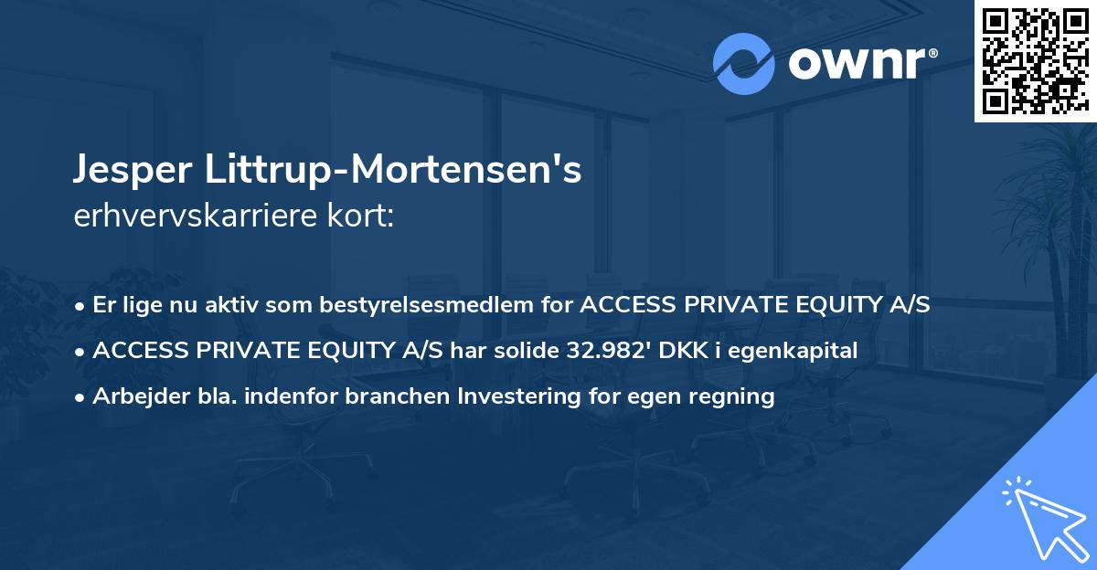 Jesper Littrup-Mortensen's erhvervskarriere kort