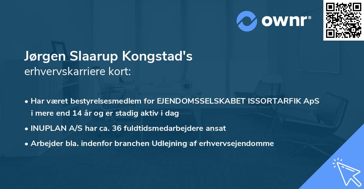 Jørgen Slaarup Kongstad's erhvervskarriere kort