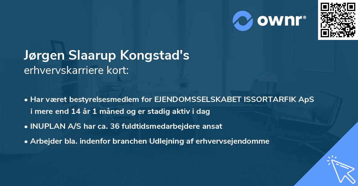 Jørgen Slaarup Kongstad's erhvervskarriere kort