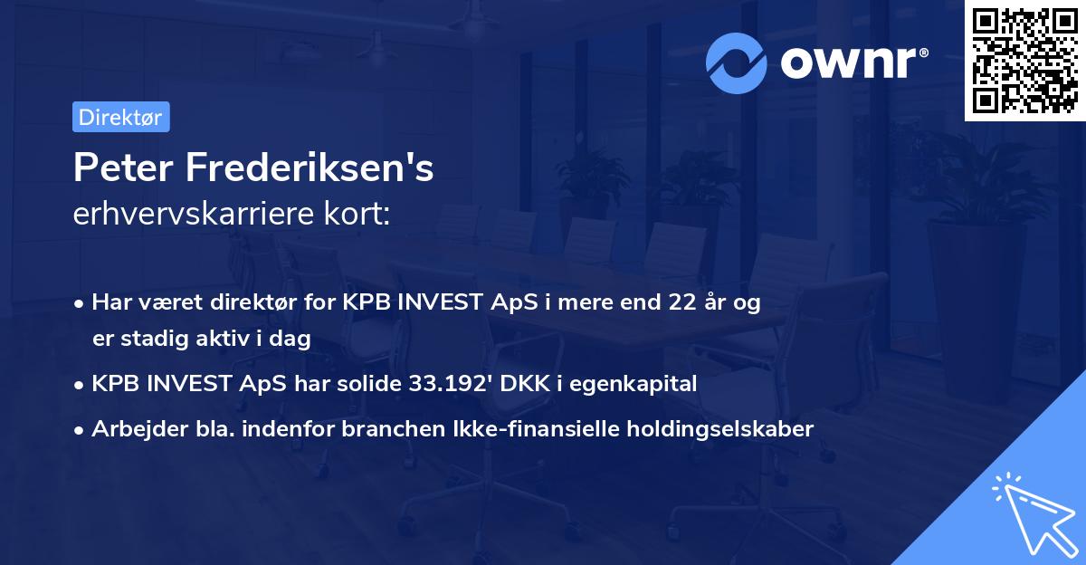 Peter Frederiksen's erhvervskarriere kort