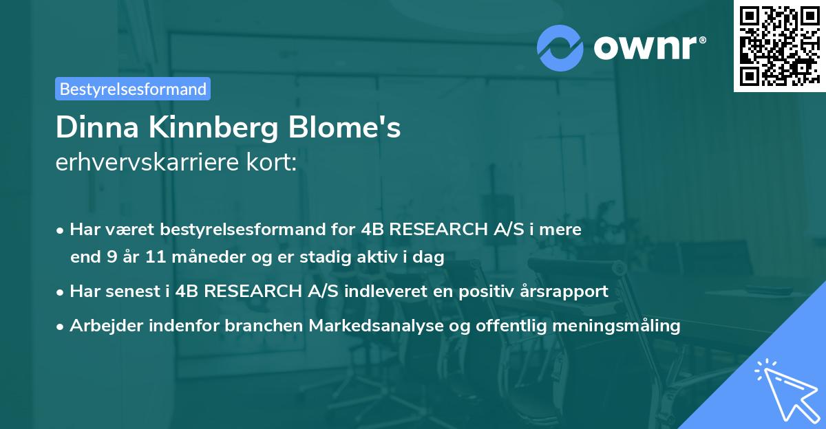Dinna Kinnberg Blome's erhvervskarriere kort