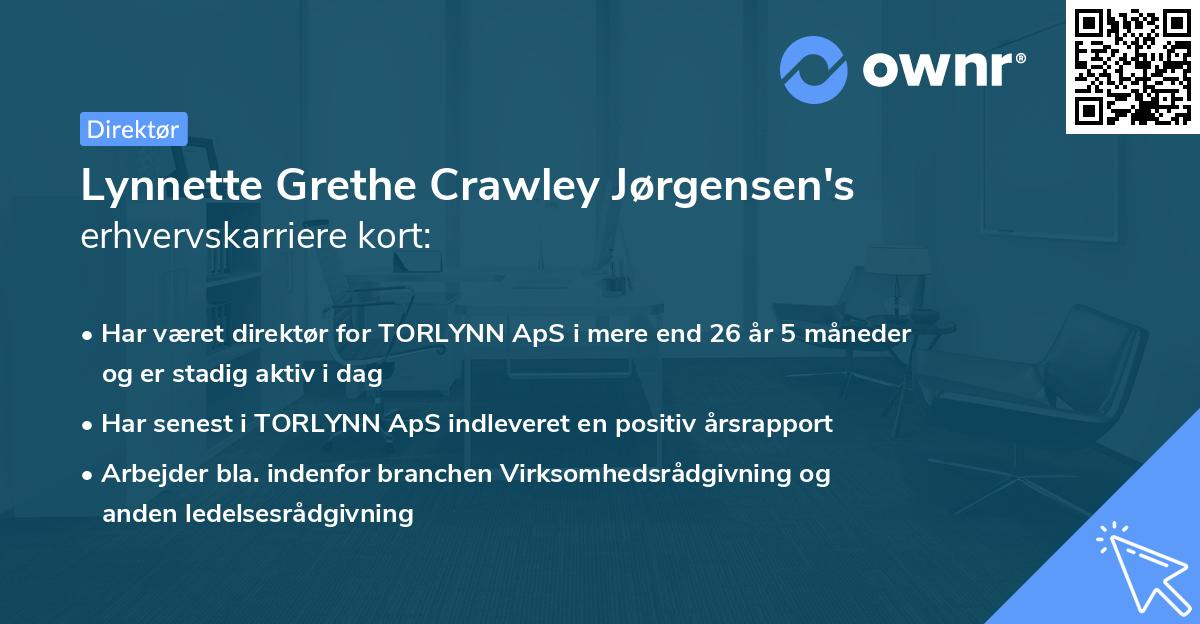 Lynnette Grethe Crawley Jørgensen's erhvervskarriere kort