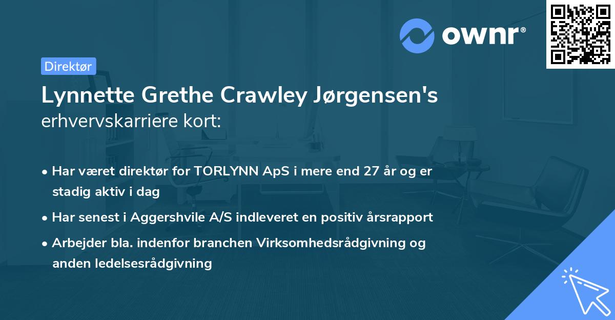 Lynnette Grethe Crawley Jørgensen's erhvervskarriere kort