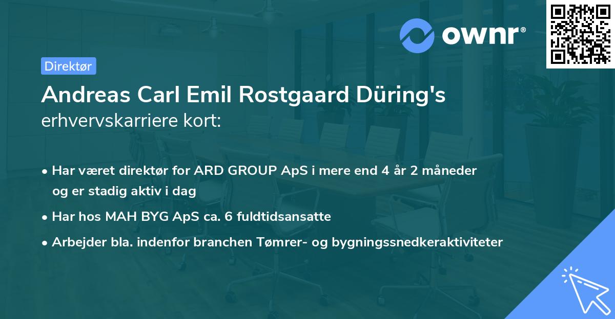 Andreas Carl Emil Rostgaard Düring's erhvervskarriere kort
