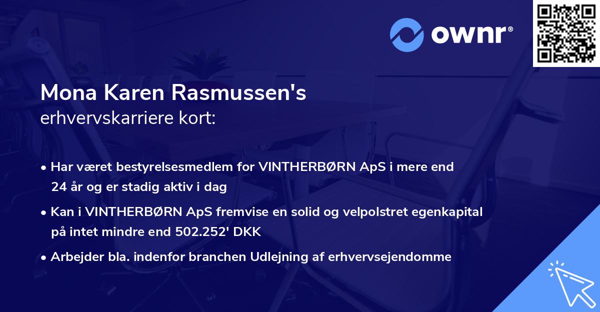 Mona Karen Rasmussen's erhvervskarriere kort