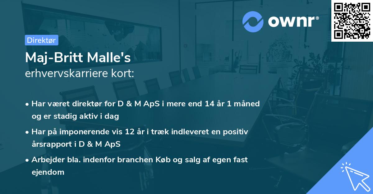 Maj-Britt Malle's erhvervskarriere kort