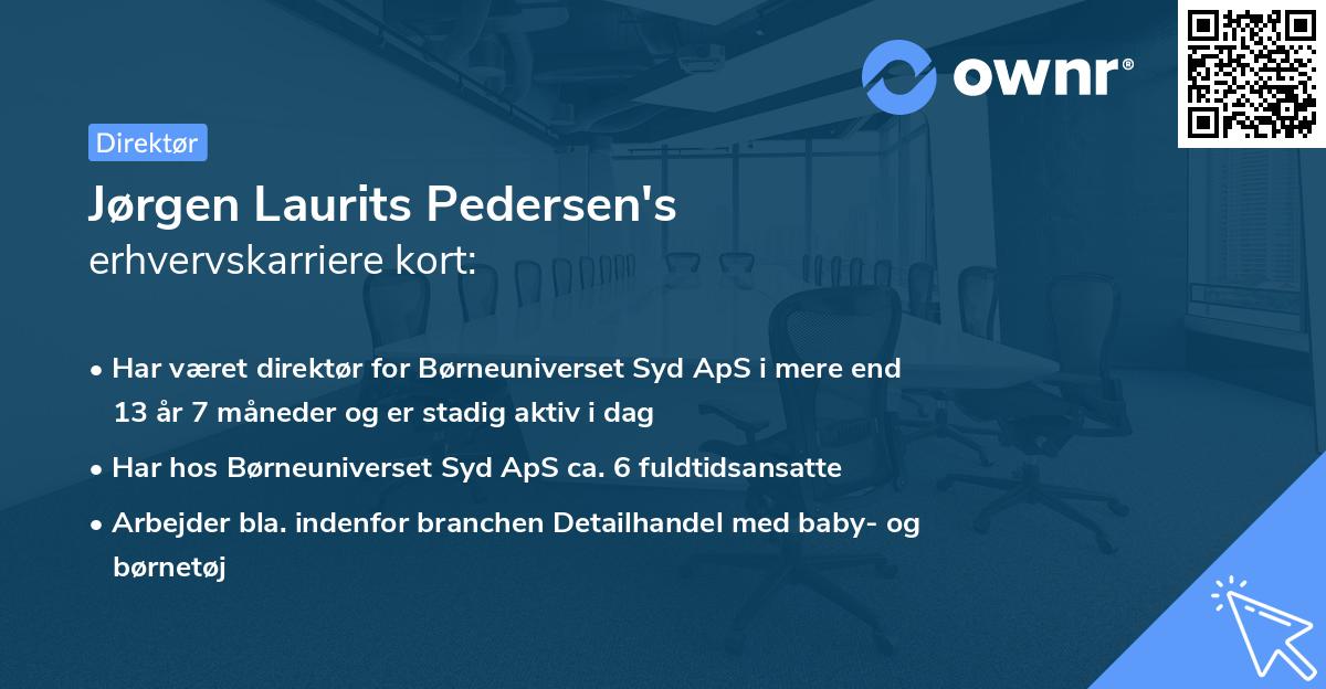 Jørgen Laurits Pedersen's erhvervskarriere kort