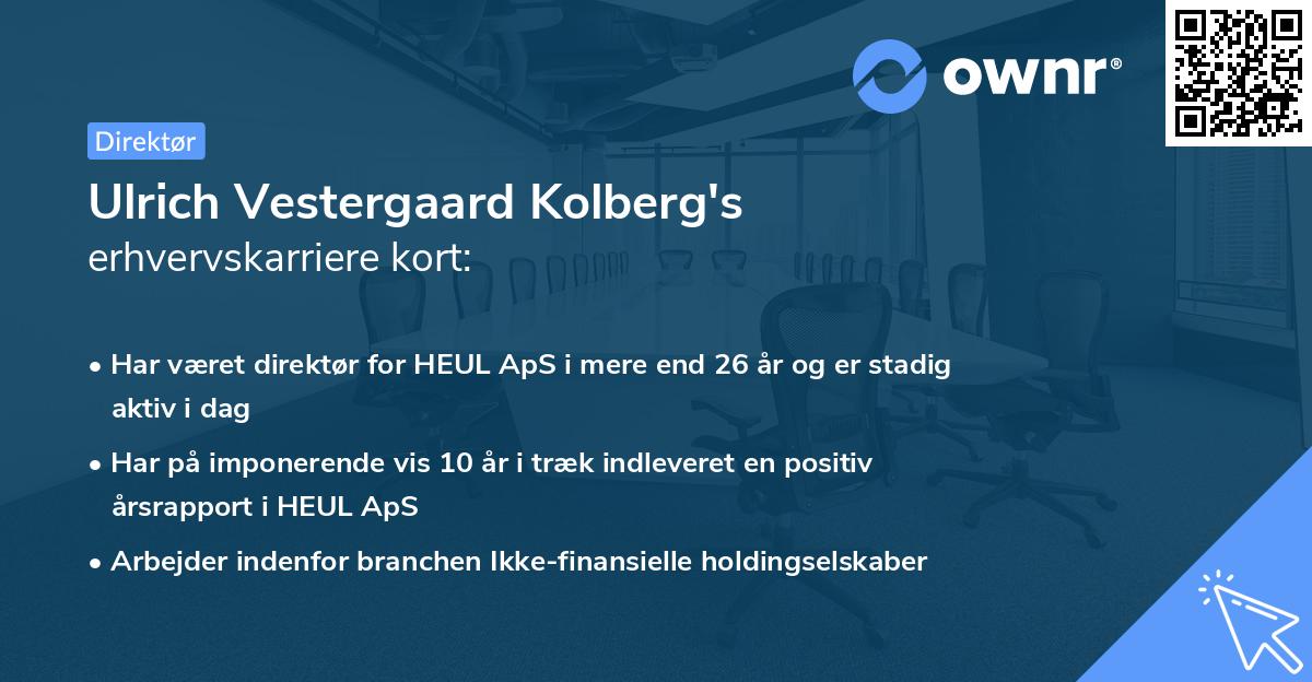 Ulrich Vestergaard Kolberg's erhvervskarriere kort