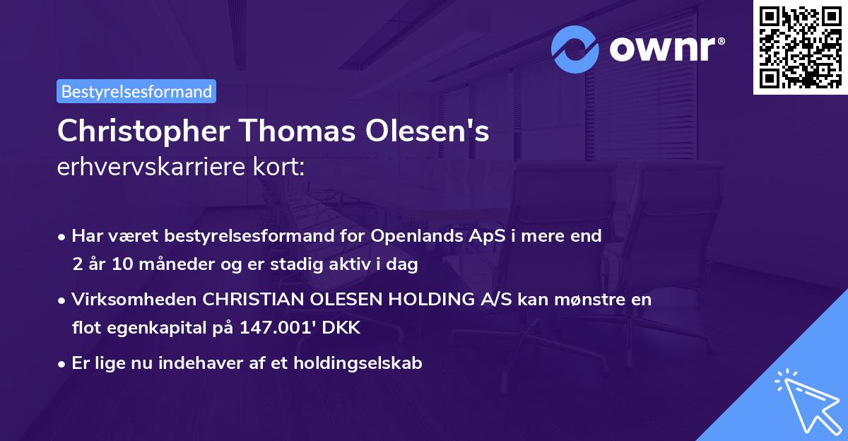 Christopher Thomas Olesen's erhvervskarriere kort