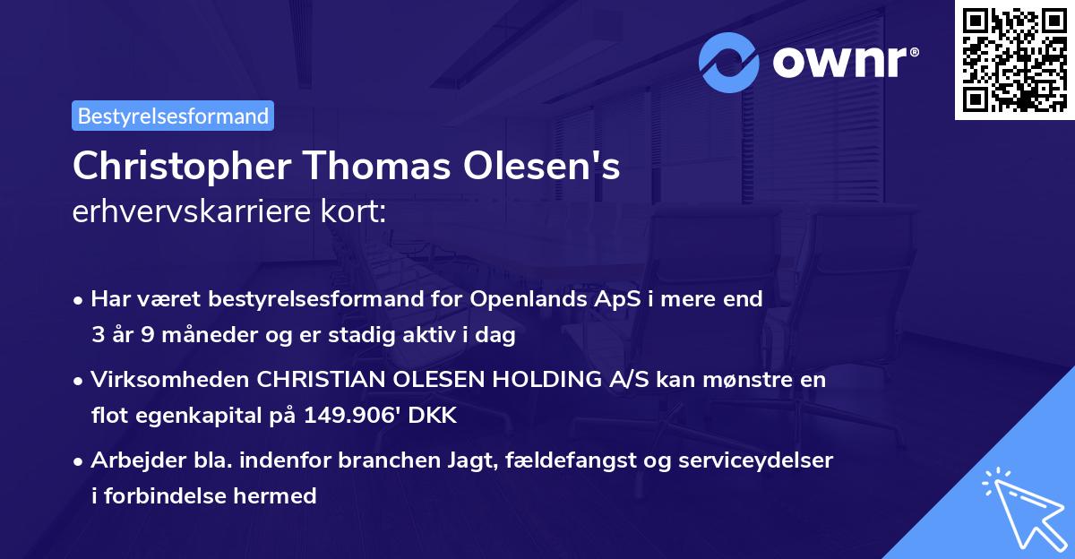 Christopher Thomas Olesen's erhvervskarriere kort