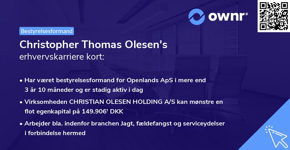 Christopher Thomas Olesen's erhvervskarriere kort