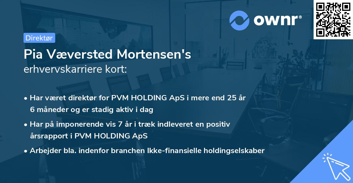 Pia Væversted Mortensen's erhvervskarriere kort