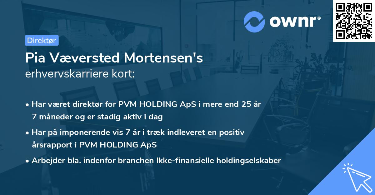 Pia Væversted Mortensen's erhvervskarriere kort