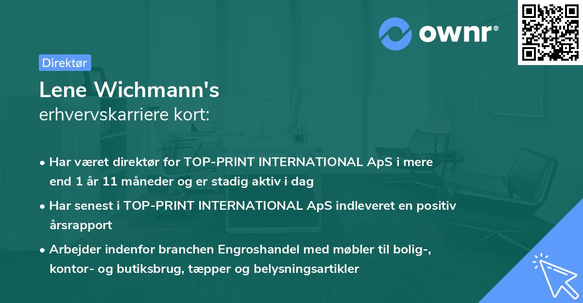 Lene Wichmann's erhvervskarriere kort