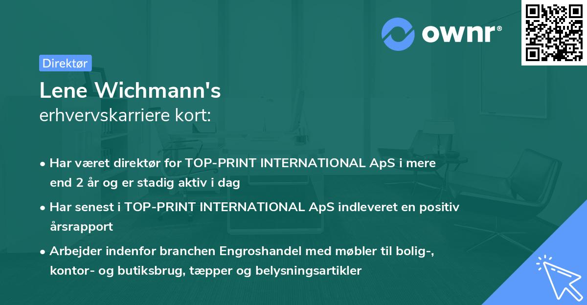 Lene Wichmann's erhvervskarriere kort