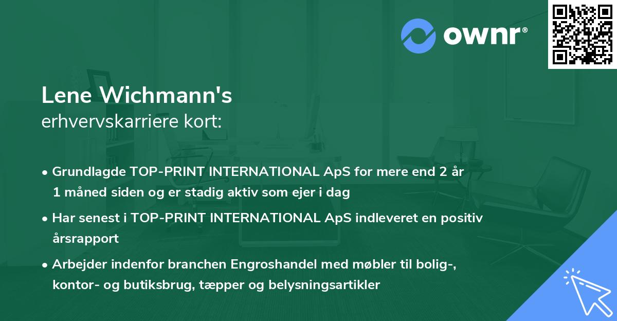 Lene Wichmann's erhvervskarriere kort