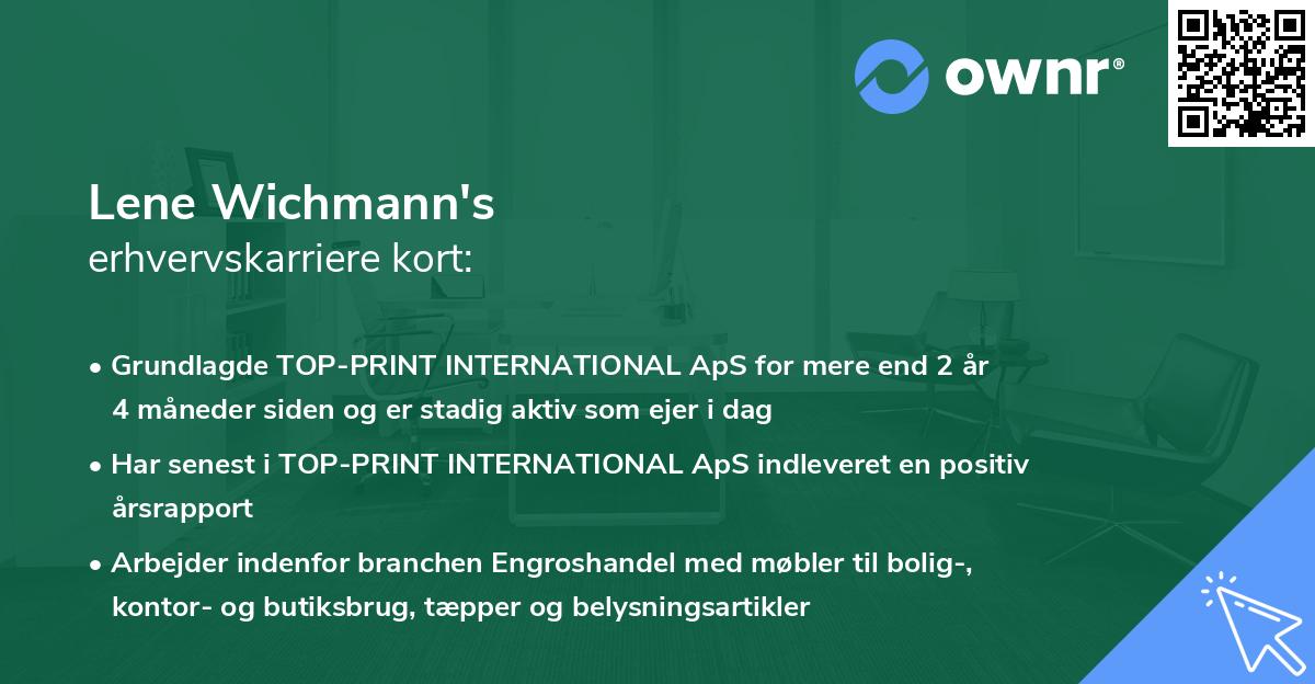 Lene Wichmann's erhvervskarriere kort